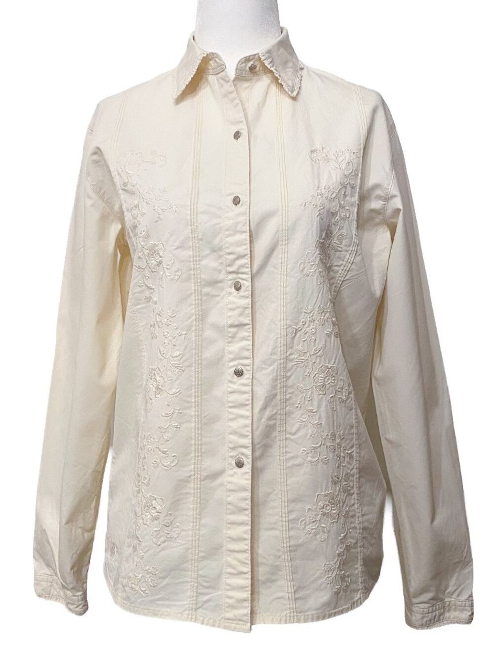LAUREN Ralph Lauren Floral Embroidered Western Button Down Shirt S Lace Cowgirl